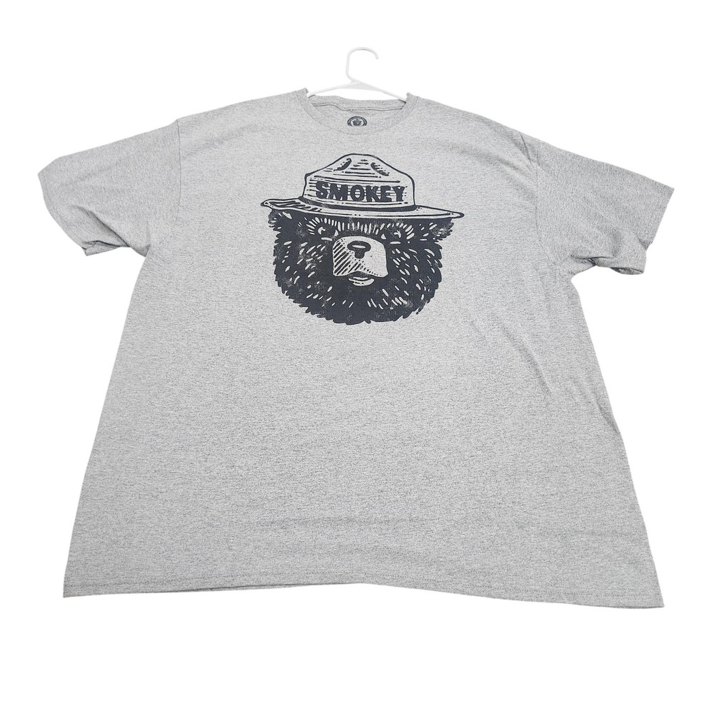 Meijer Shirt Mens 2XL Gray Smokey Bear Tonal Graphic Tee Camping Outdoor Top